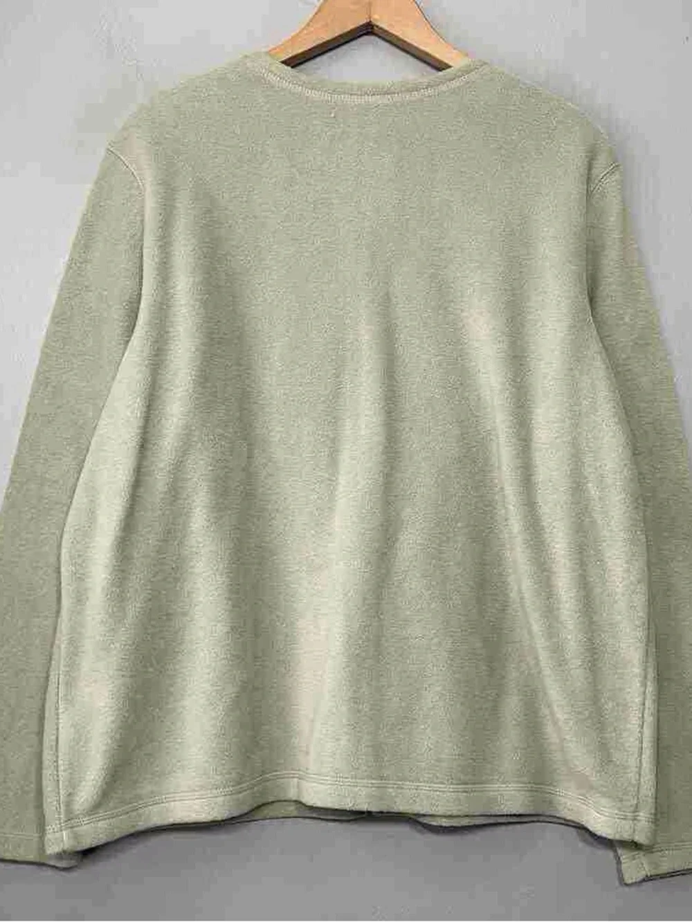 L.L. Bean Sage Green Zip Front Holiday Embroidered Cardigan